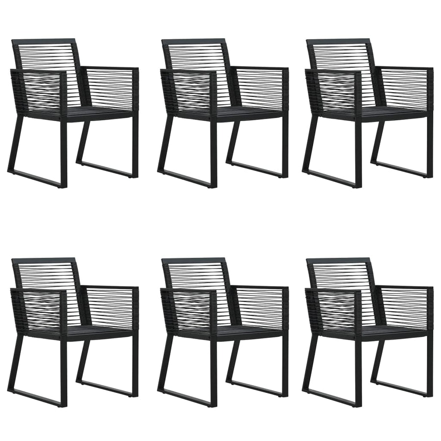 -Delige Tuinset Pvc-Rattan Zwart 7 160 cm tafellengte