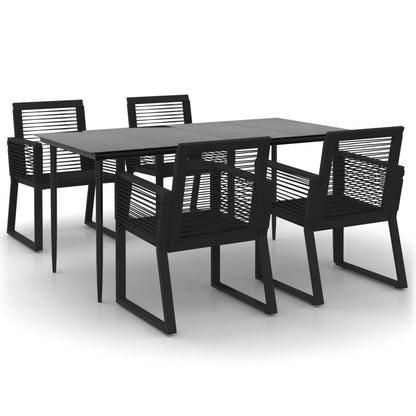 -Delige Tuinset Pvc-Rattan Zwart 5 160 cm tafellengte