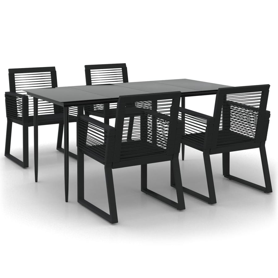 -Delige Tuinset Pvc-Rattan Zwart 5 160 cm tafellengte