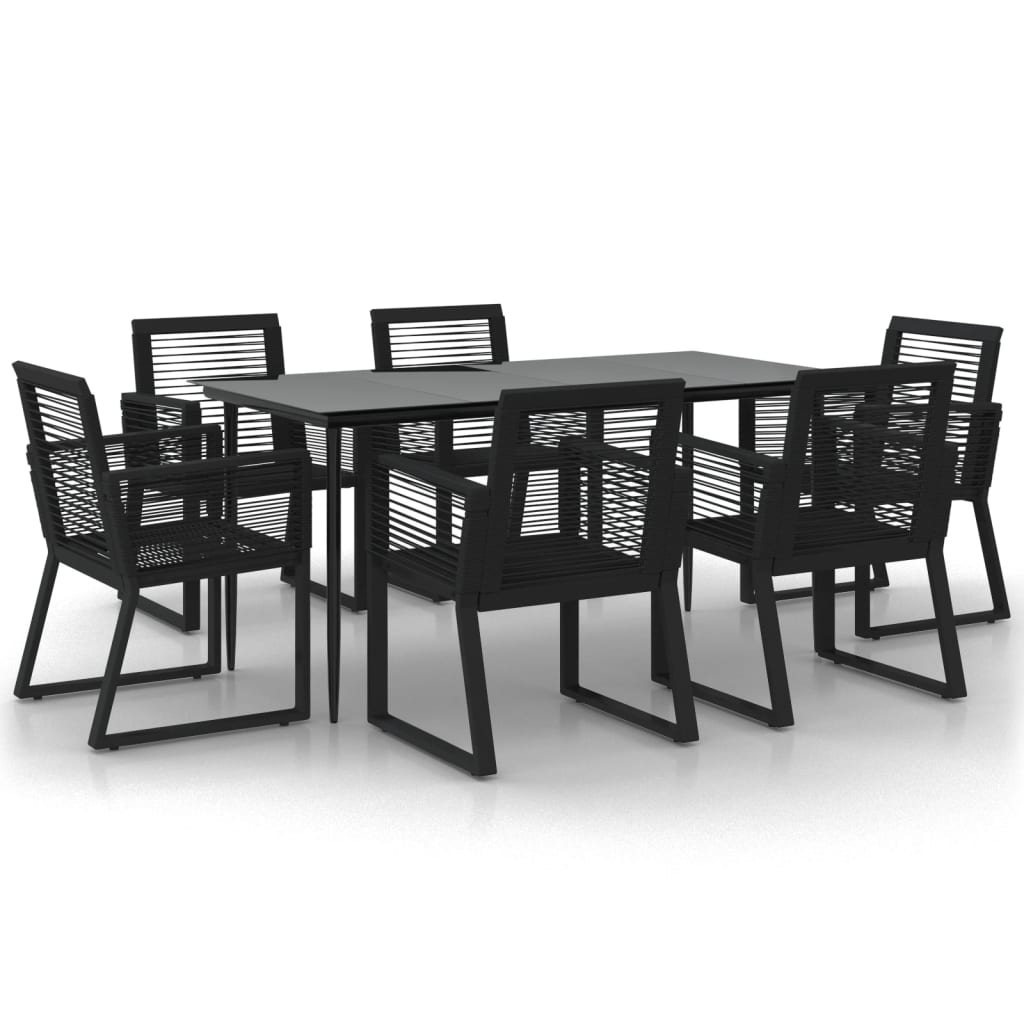 -Delige Tuinset Pvc-Rattan Zwart 7 160 cm tafellengte