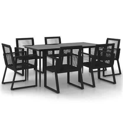 -Delige Tuinset Pvc-Rattan Zwart 7 160 cm tafellengte