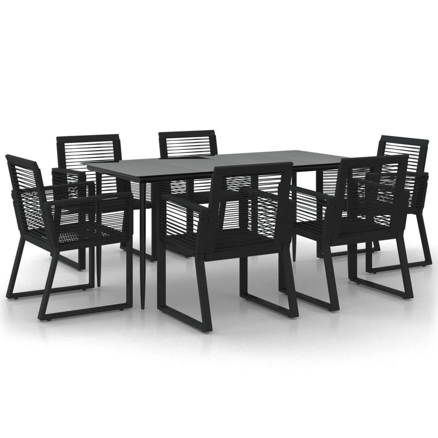 -Delige Tuinset Pvc-Rattan Zwart 7 160 cm tafellengte