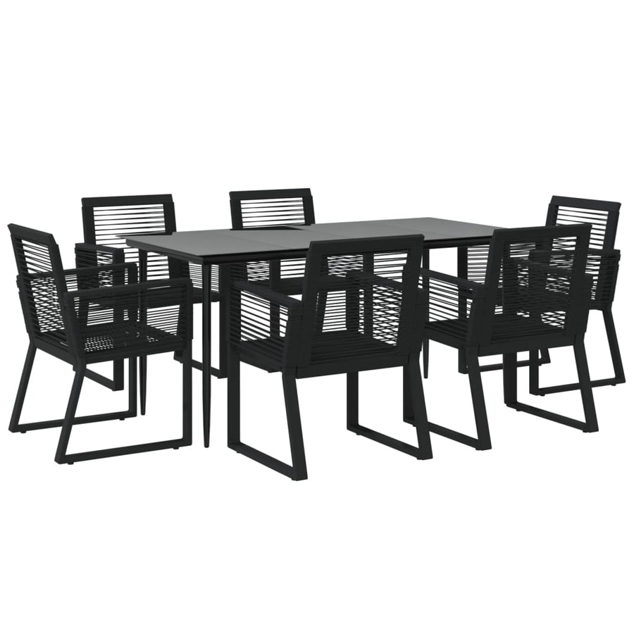 -Delige Tuinset Pvc-Rattan Zwart 7 160 cm tafellengte