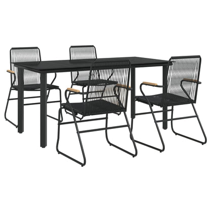 -Delige Tuinset Pvc-Rattan Zwart 5 160 cm tafellengte