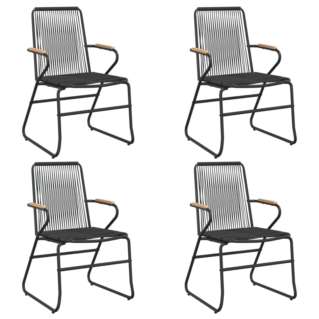 -Delige Tuinset Pvc-Rattan Zwart 5 160 cm tafellengte