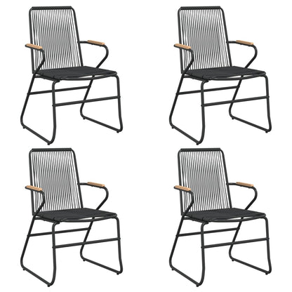 -Delige Tuinset Pvc-Rattan Zwart 5 160 cm tafellengte
