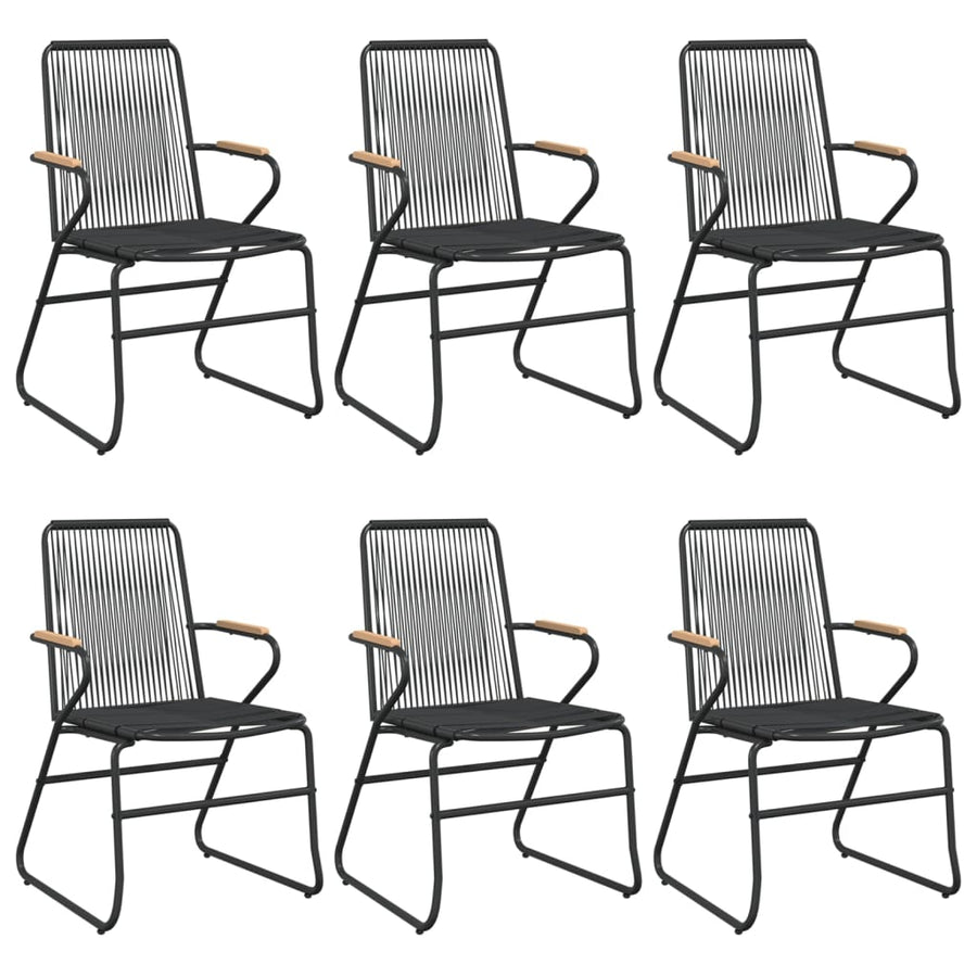 -Delige Tuinset Pvc-Rattan Zwart 7 160 cm tafellengte