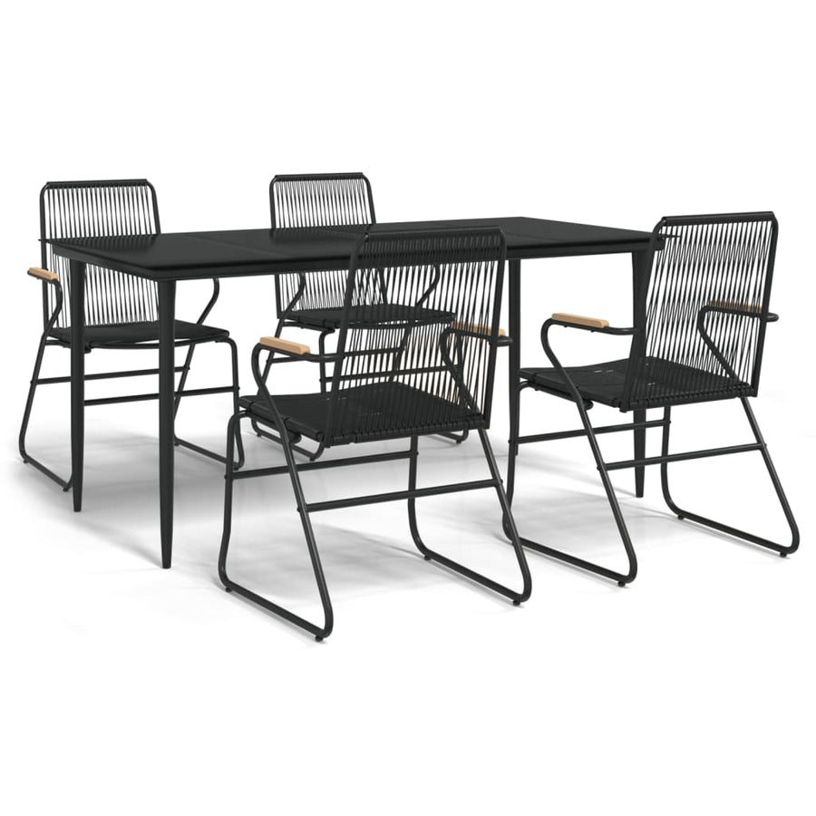 -Delige Tuinset Pvc-Rattan Zwart 5 160 cm tafellengte