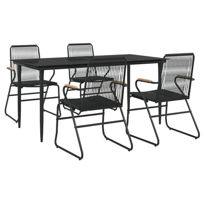 -Delige Tuinset Pvc-Rattan Zwart 5 160 cm tafellengte