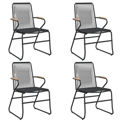 -Delige Tuinset Pvc-Rattan Zwart 5 160 cm tafellengte