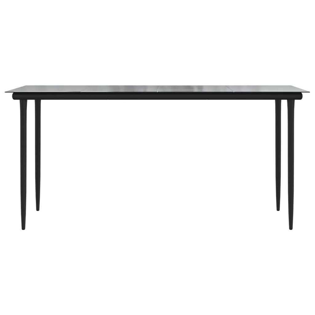 -Delige Tuinset Pvc-Rattan Zwart 5 160 cm tafellengte