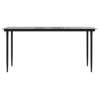 -Delige Tuinset Pvc-Rattan Zwart 7 160 cm tafellengte