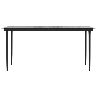 -Delige Tuinset Pvc-Rattan Zwart 7 160 cm tafellengte