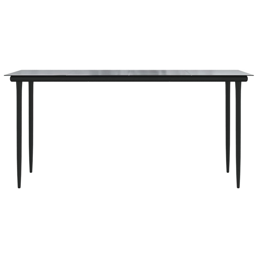 -Delige Tuinset Pvc-Rattan Zwart 7 160 cm tafellengte