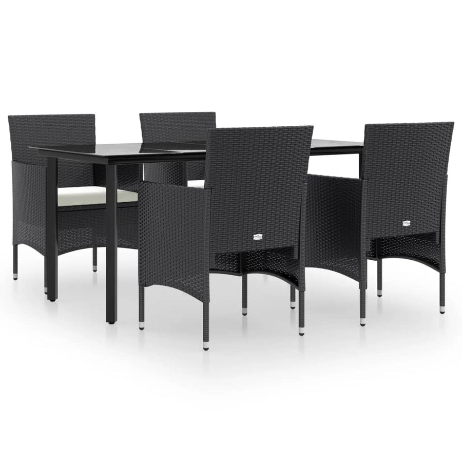 -Delige Tuinset Met Kussens 5 160 cm tafellengte Zwart
