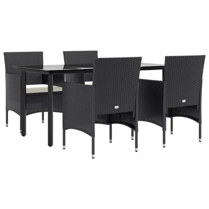 -Delige Tuinset Met Kussens 5 160 cm tafellengte Zwart