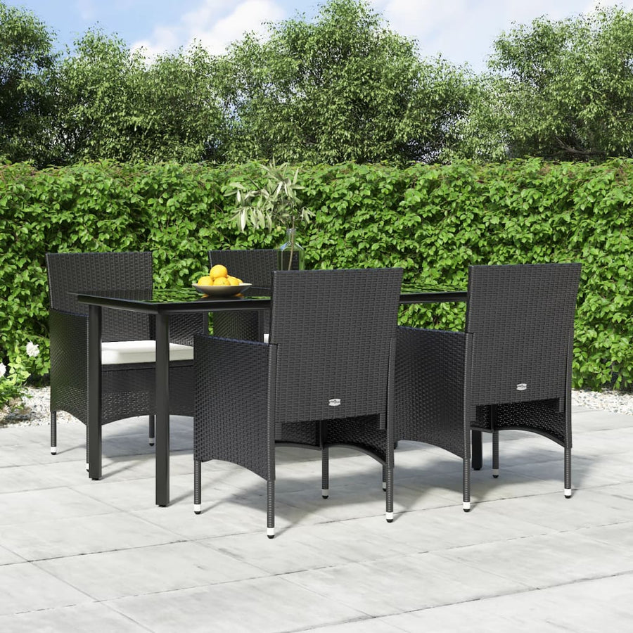 -Delige Tuinset Met Kussens 5 160 cm tafellengte Zwart