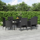 7-piece Garden set with cushions black