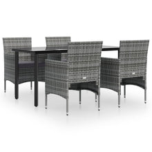 -Delige Tuinset Met Kussens 5 160 cm tafellengte Grijs en zwart