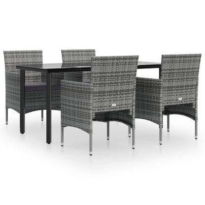 -Delige Tuinset Met Kussens 5 160 cm tafellengte Grijs en zwart