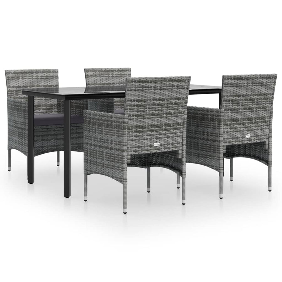 -Delige Tuinset Met Kussens 5 160 cm tafellengte Grijs en zwart