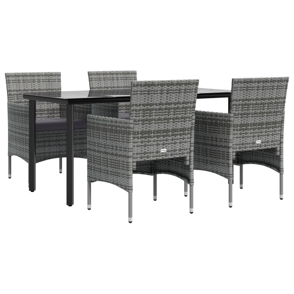 -Delige Tuinset Met Kussens 5 160 cm tafellengte Grijs en zwart