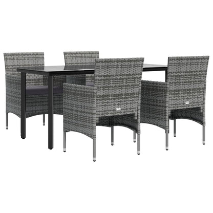 -Delige Tuinset Met Kussens 5 160 cm tafellengte Grijs en zwart