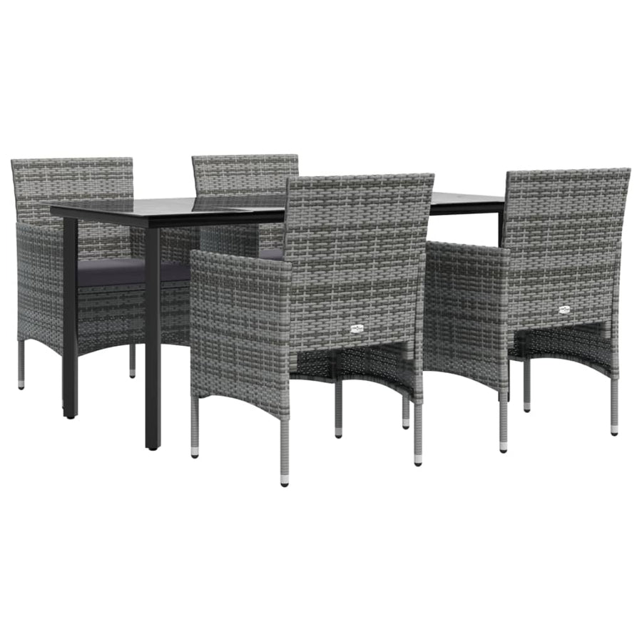 -Delige Tuinset Met Kussens 5 160 cm tafellengte Grijs en zwart