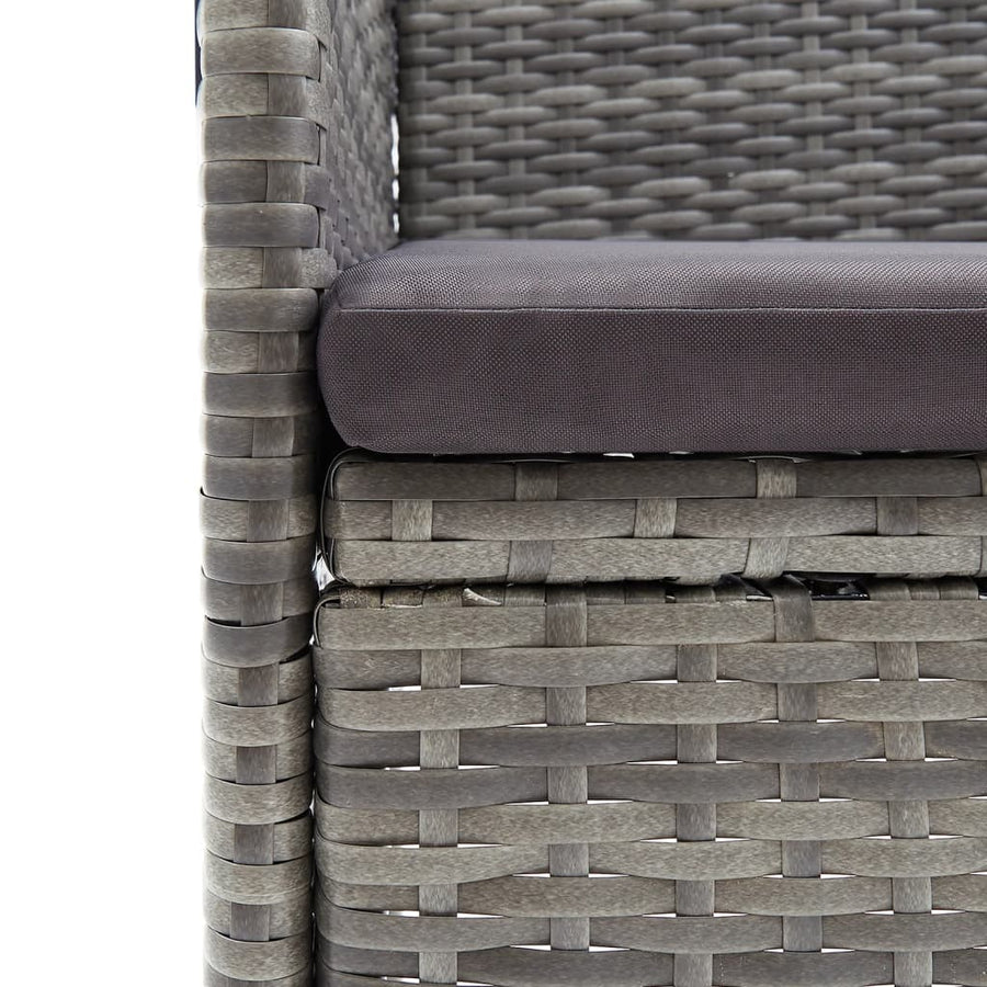 -Delige Tuinset Met Kussens 5 160 cm tafellengte Grijs en zwart