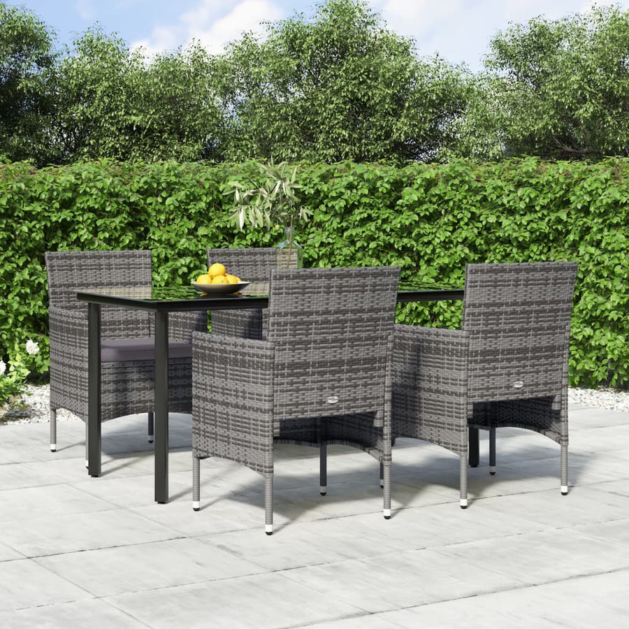 -Delige Tuinset Met Kussens 5 160 cm tafellengte Grijs en zwart