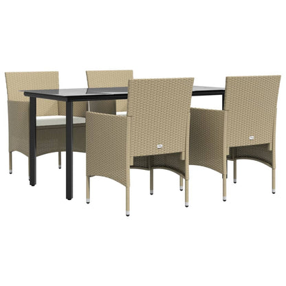 -Delige Tuinset Met Kussens 5 160 cm tafellengte Beige en zwart