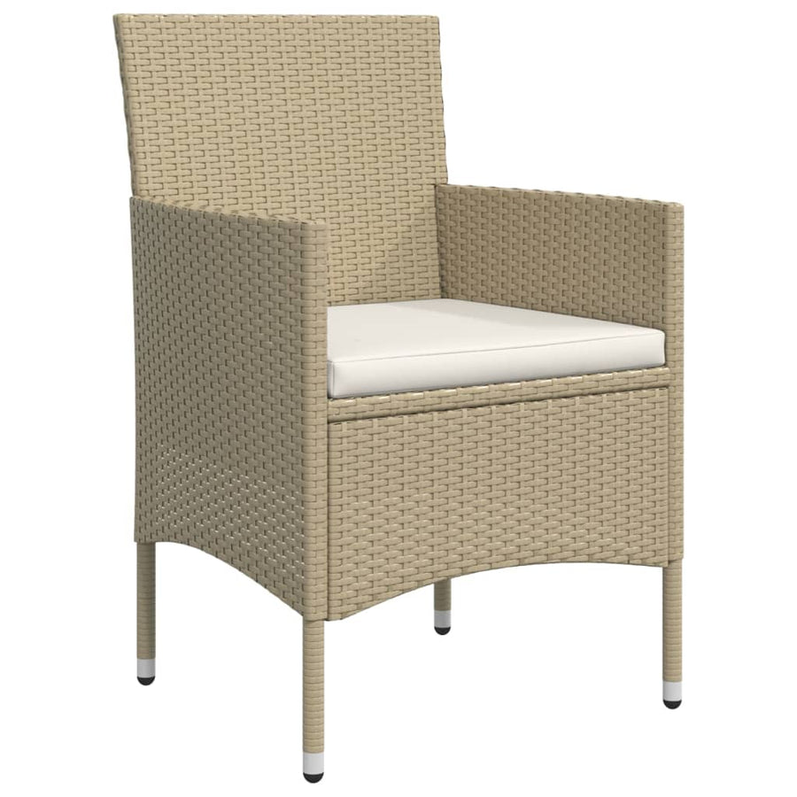 -Delige Tuinset Met Kussens 7 160 cm tafellengte Beige en zwart