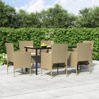 Tuinset 7-delig PE-rattan beige zwart
