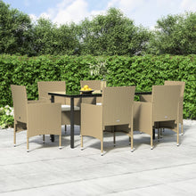 -Delige Tuinset Met Kussens 7 160 cm tafellengte Beige en zwart