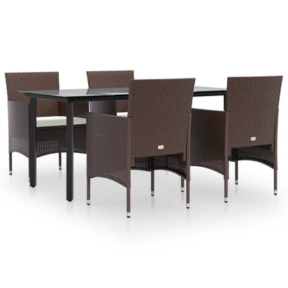 -Delige Tuinset Met Kussens 5 160 cm tafellengte Bruin en zwart