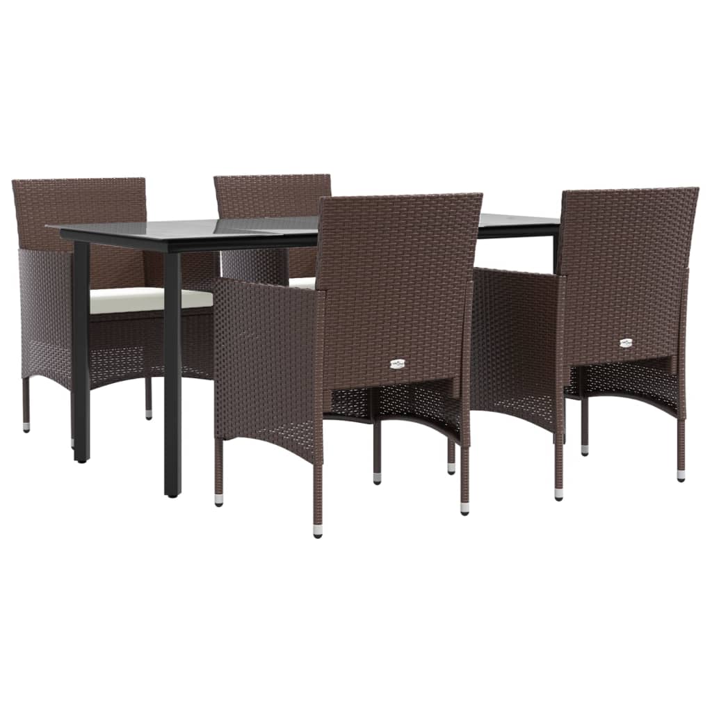 -Delige Tuinset Met Kussens 5 160 cm tafellengte Bruin en zwart