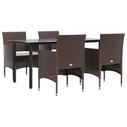 -Delige Tuinset Met Kussens 5 160 cm tafellengte Bruin en zwart