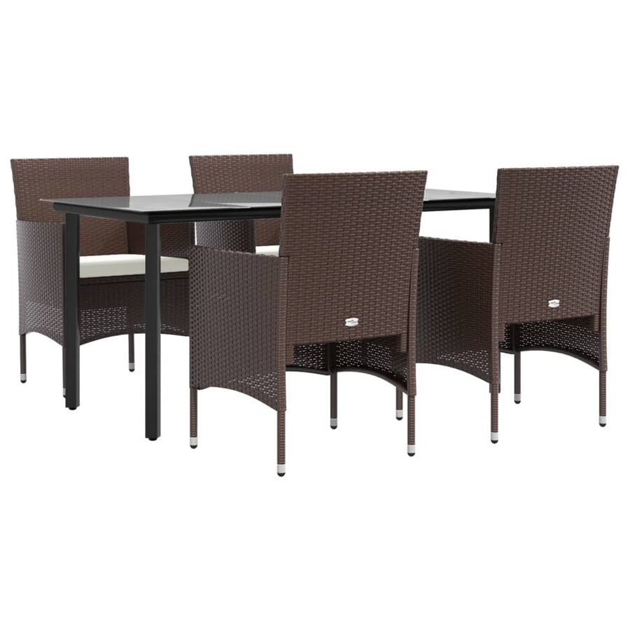-Delige Tuinset Met Kussens 5 160 cm tafellengte Bruin en zwart