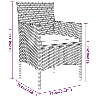 -Delige Tuinset Met Kussens 7 160 cm tafellengte Bruin en zwart