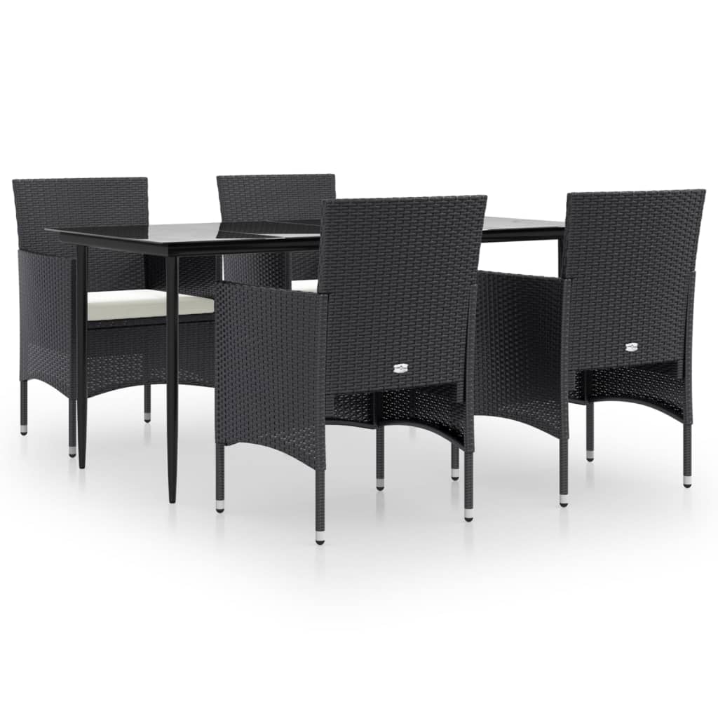 -Delige Tuinset Met Kussens 5 160 cm tafellengte Zwart