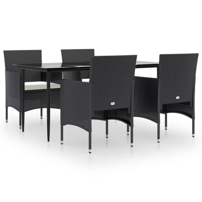 -Delige Tuinset Met Kussens 5 160 cm tafellengte Zwart