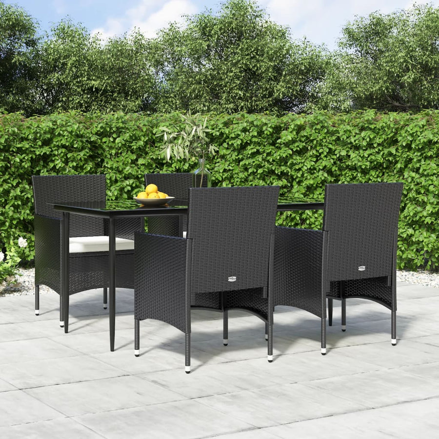 -Delige Tuinset Met Kussens 5 160 cm tafellengte Zwart