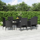7-piece Garden set with cushions black