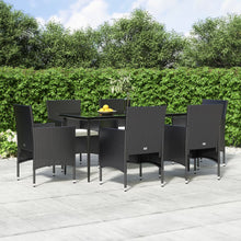 -Delige Tuinset Met Kussens 7 160 cm tafellengte Zwart