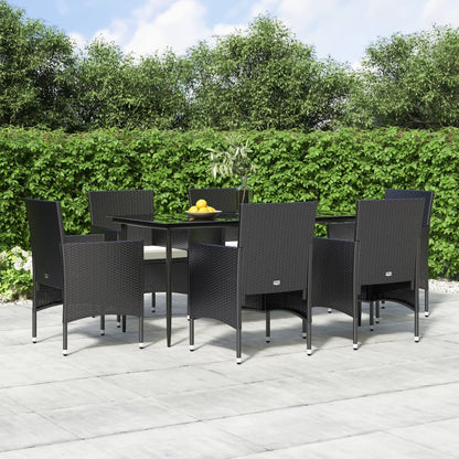 -Delige Tuinset Met Kussens 7 160 cm tafellengte Zwart