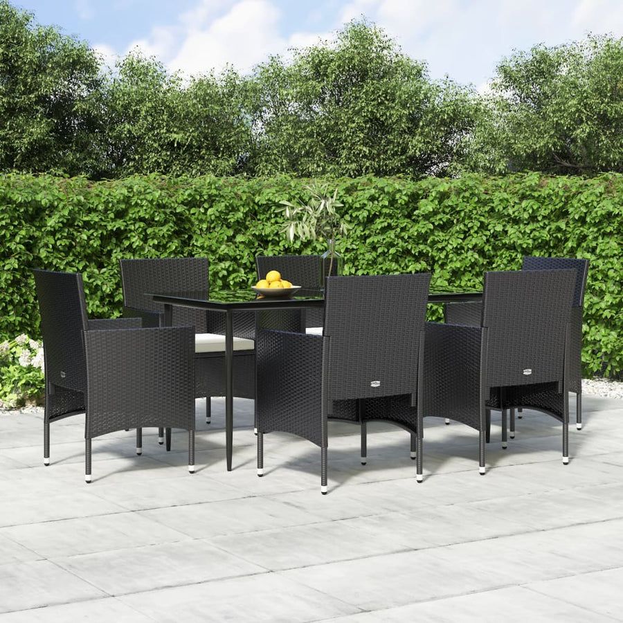 -Delige Tuinset Met Kussens 7 160 cm tafellengte Zwart