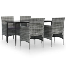 -Delige Tuinset Met Kussens 5 160 cm tafellengte Grijs en zwart