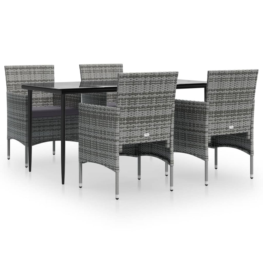 -Delige Tuinset Met Kussens 5 160 cm tafellengte Grijs en zwart