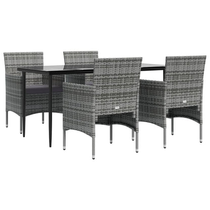 -Delige Tuinset Met Kussens 5 160 cm tafellengte Grijs en zwart