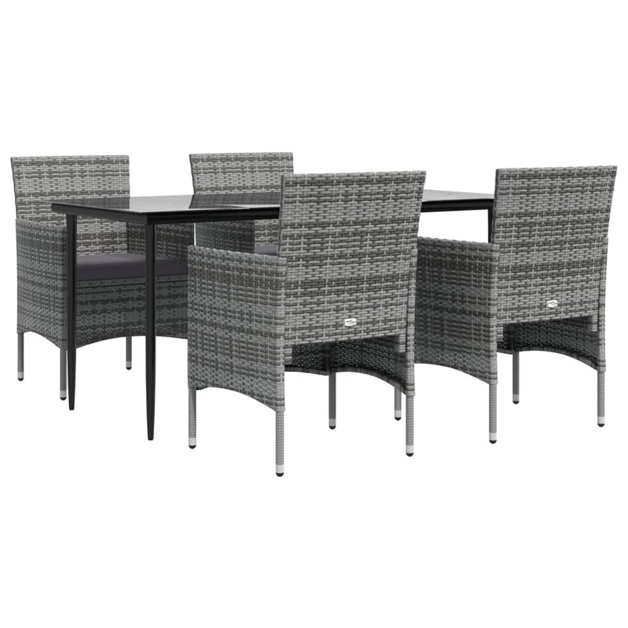 -Delige Tuinset Met Kussens 5 160 cm tafellengte Grijs en zwart